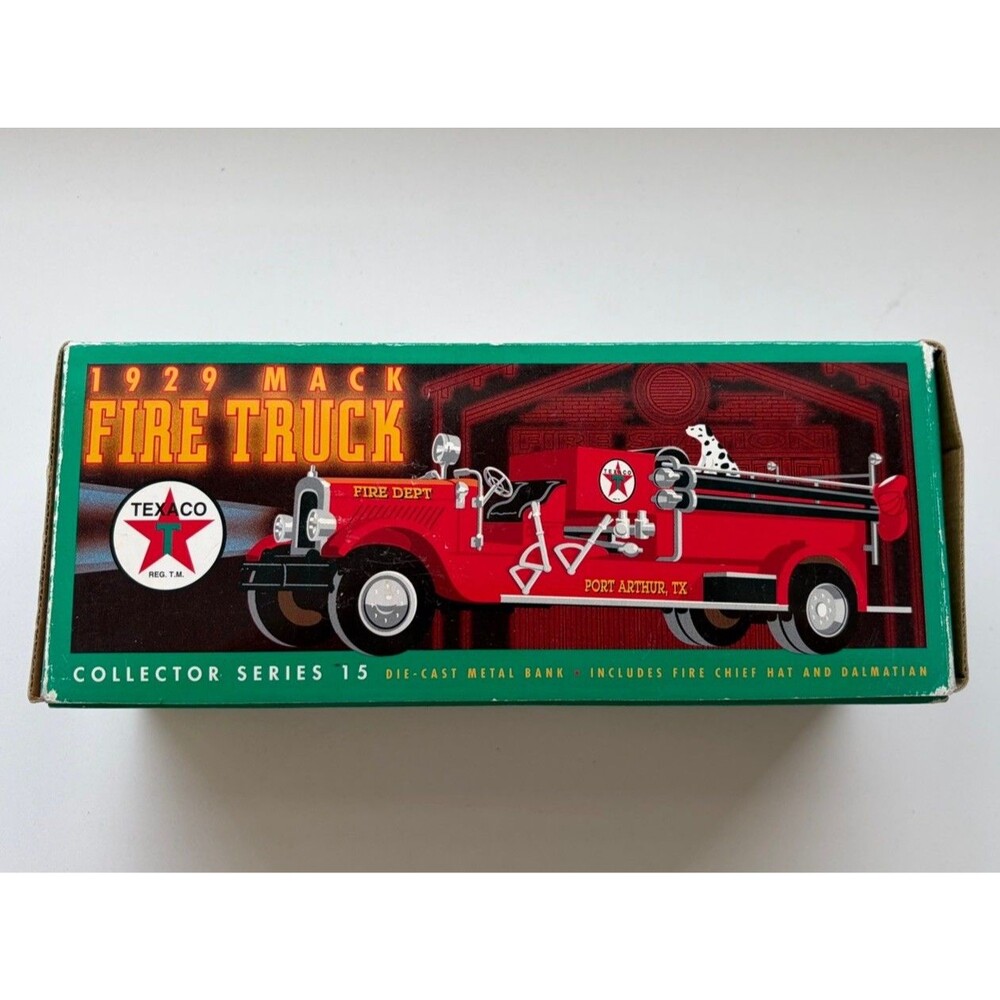 New ERTL 1929 Mack Fire Truck Texaco Diecast Metal Bank Collector Series #15
